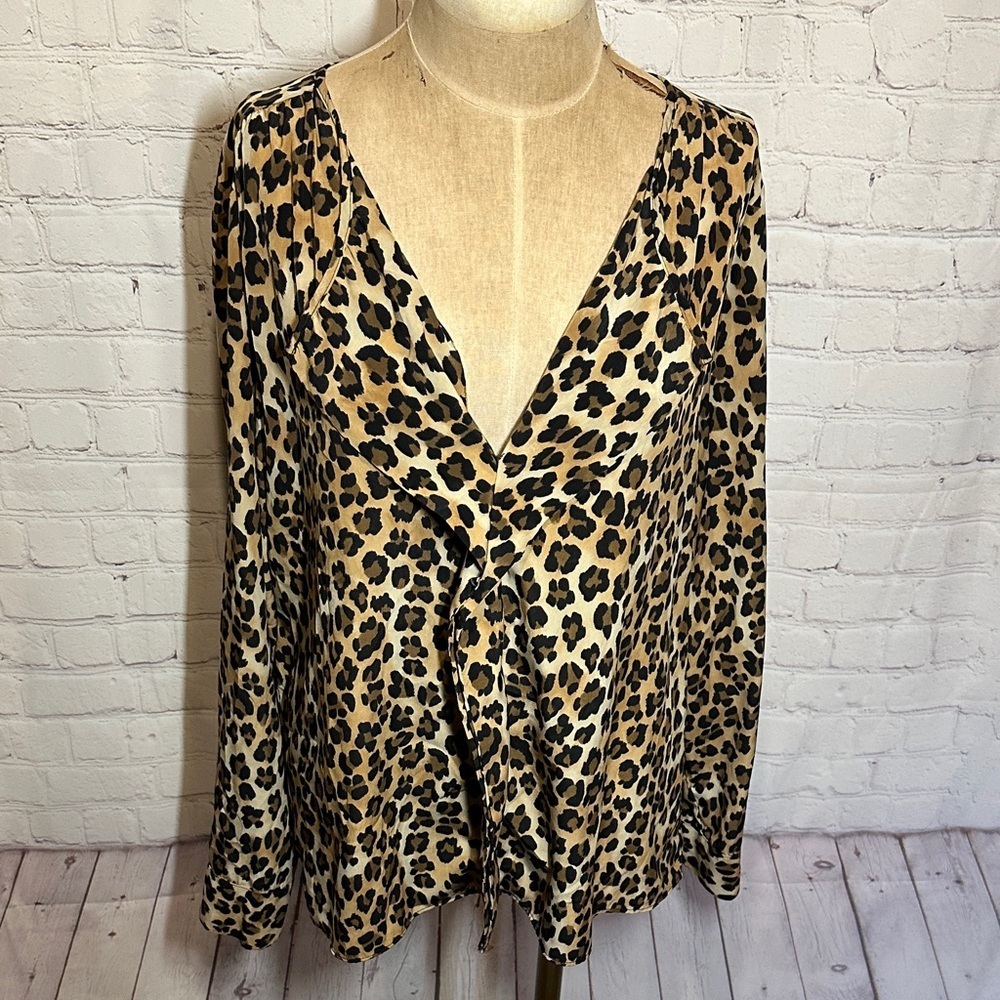 Dana Buchman Animal Print mob wife Blouse Plus Size 16